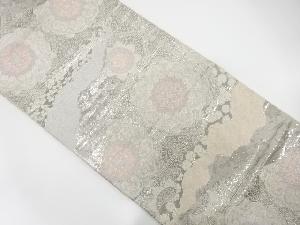 プラチナ箔道長取りに華紋模様織出し袋帯